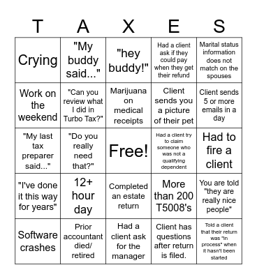 Tax Season Bingo! Bingo Card