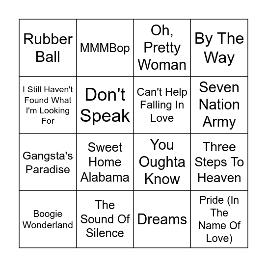 Round 2 Bingo Card