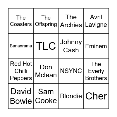 Artist Round Bingo Card