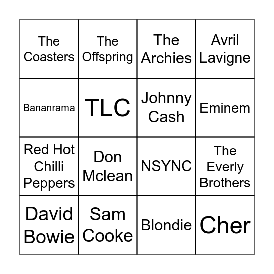 Artist Round Bingo Card
