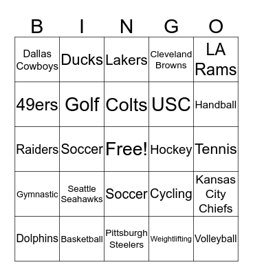 SPORTS BINGO Card