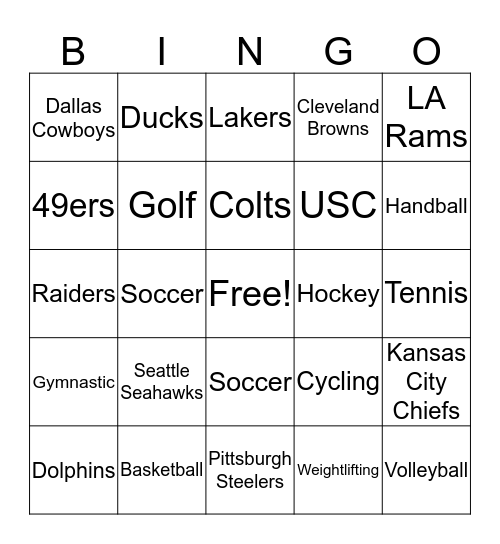 SPORTS BINGO Card