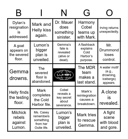 Severence bingo Card