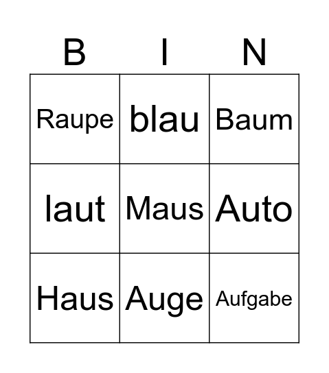 Au - Bingo Card