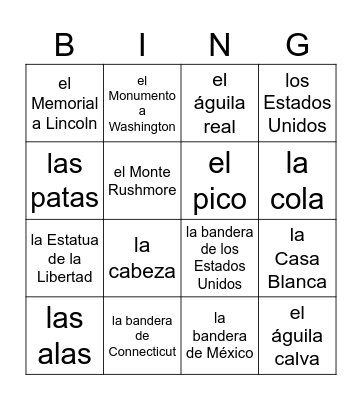 Símbolos Americanos Bingo Card