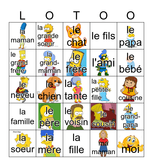 La Famille Bingo Card