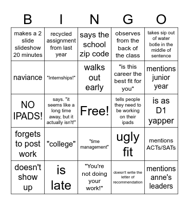 Council Bingo Card