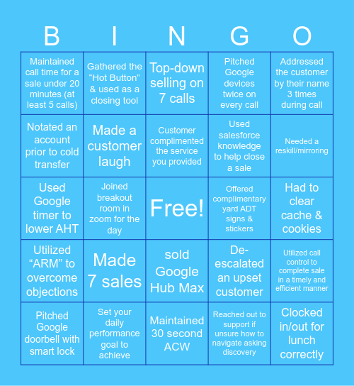 Team Autumn Bingo Card