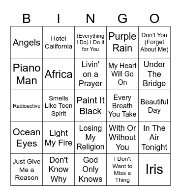 Muziek Bingo Card