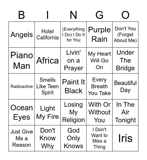 Muziek Bingo Card