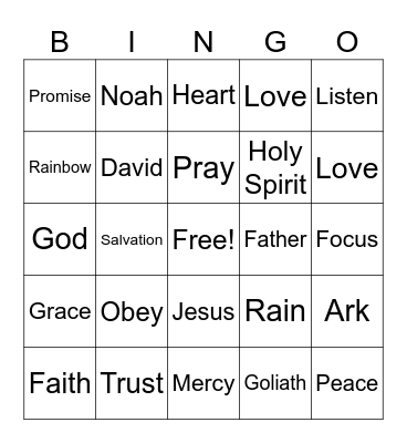 Trust and Obey God Bingo Card
