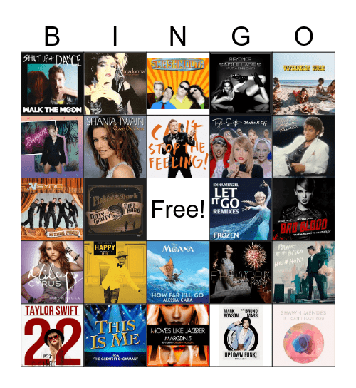 Madonna MUSIC BINGO Card