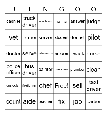 Jobs Bingo Card