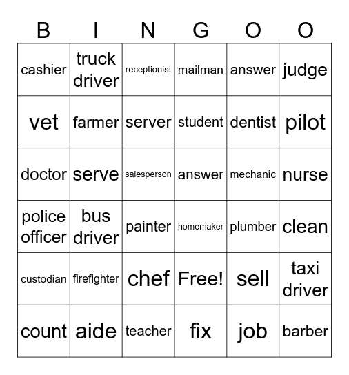 Jobs Bingo Card