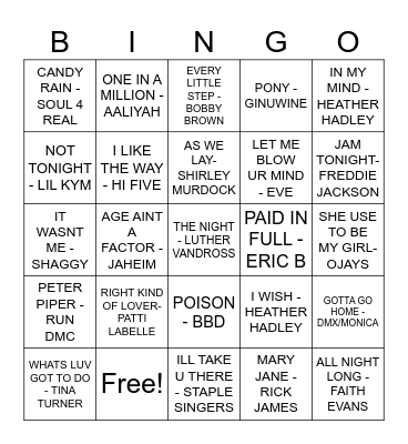 OLD SCHOOL Bingo Card