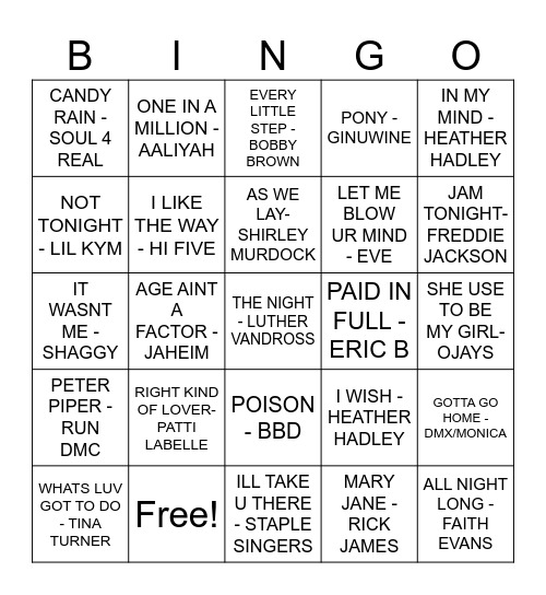 OLD SCHOOL Bingo Card