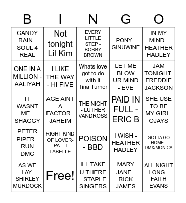 OLD SCHOOL Bingo Card