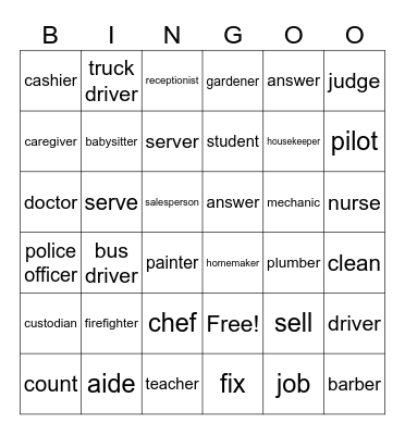 Jobs Bingo Card