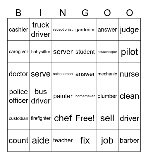 Jobs Bingo Card
