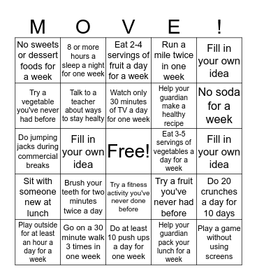 Fitness Bingo! Bingo Card