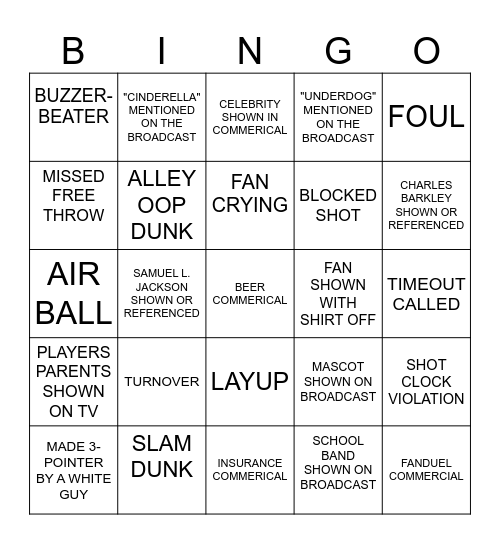 MARCH MADNESS Bingo Card