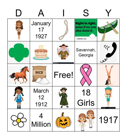 "Daisy" Bingo Card