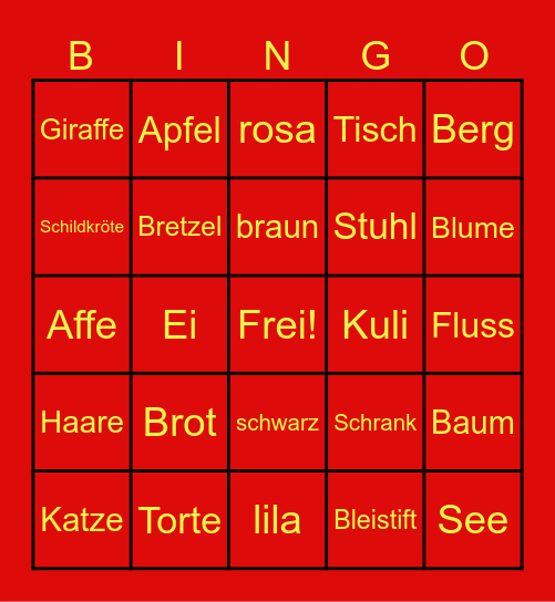 Deutsch Bingo Card