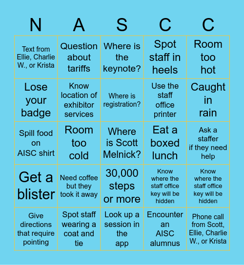 Staff Bingo! Bingo Card