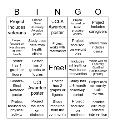 Research Poster Bingo Card