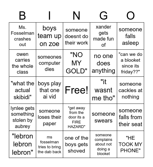 ela bingo Card