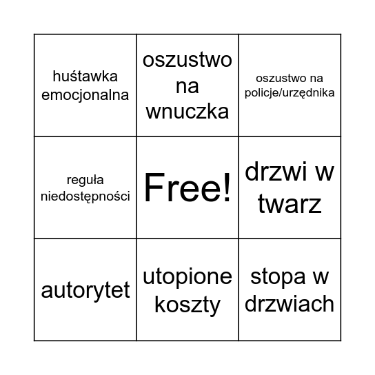 "Nie daj się zmanipulować" - warsztat Bingo Card