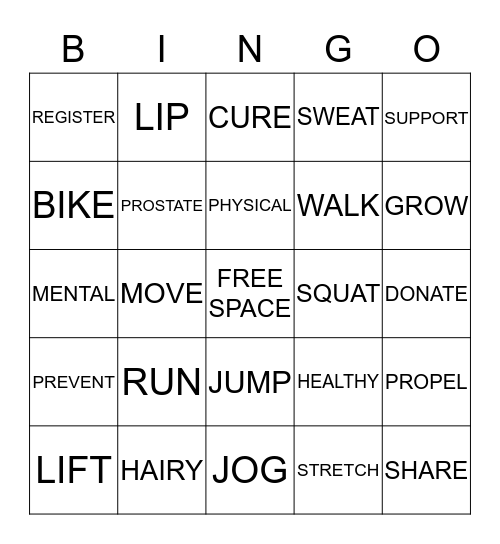 PEPSICO MOVEMBER MOVE BINGO Card