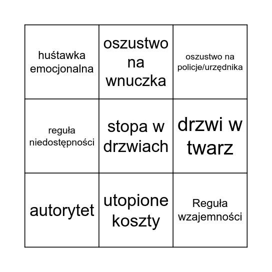 "Nie daj się zmanipulować" - warsztat Bingo Card