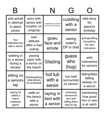 BBG Bingo Card