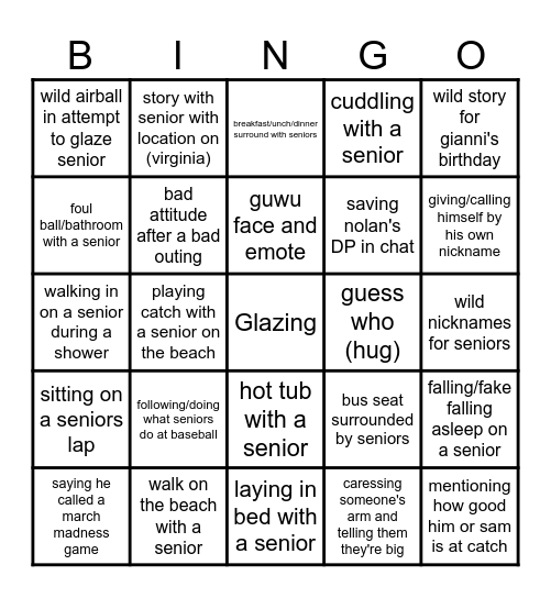 BBG Bingo Card