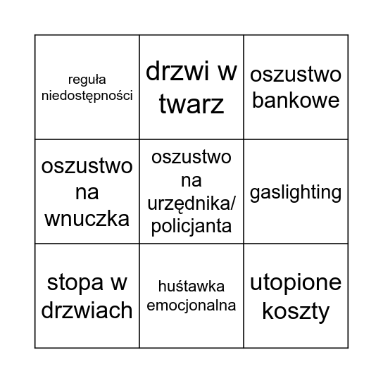 "Nie daj się zmanipulować" - warsztat Bingo Card