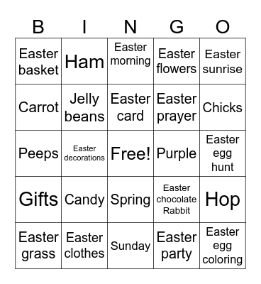 EASTER- /R/ words Bingo Card