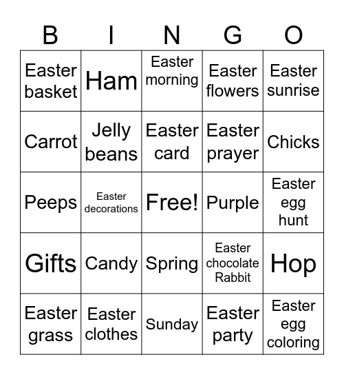 EASTER- /R/ words Bingo Card