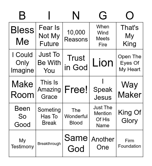 WORSHIP BINGO! Bingo Card