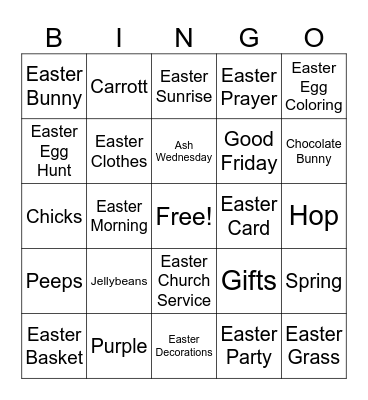 Easter Bingo Card
