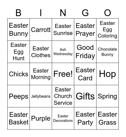 Easter Bingo Card