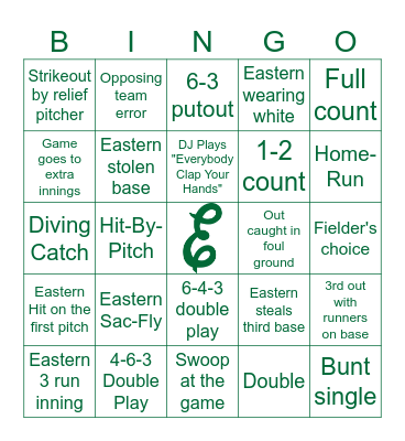 Eastern Michigan Baseball Bingo Card