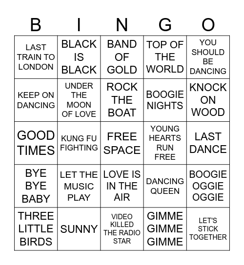 70'S GOLD 1 Bingo Card