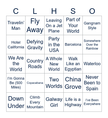 Traveling / Countries Bingo Card