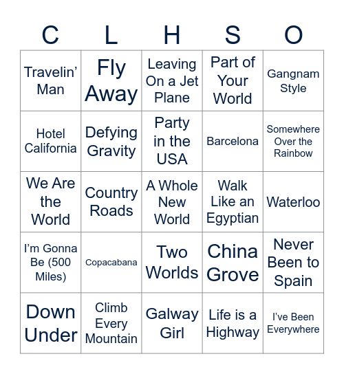 Traveling / Countries Bingo Card