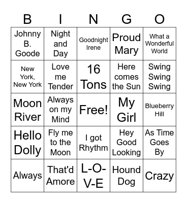 Music Bingo Card