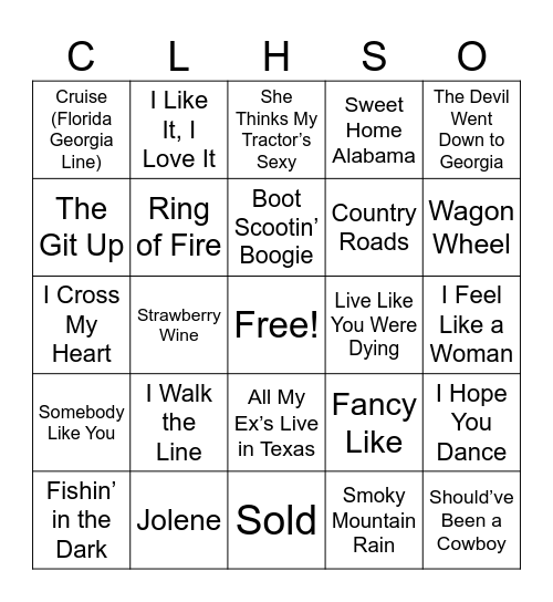 Country Classics Bingo Card