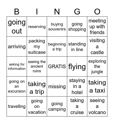 2R El Viaje present progressive Bingo Card