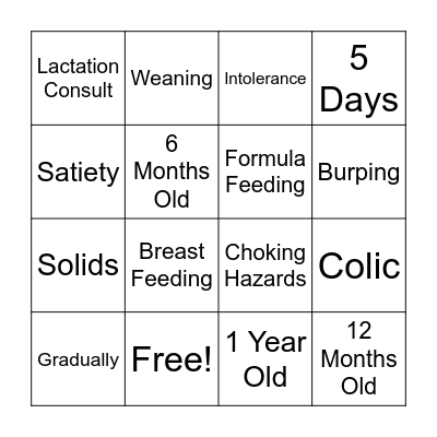 8.2 - Nutrition Bingo Card