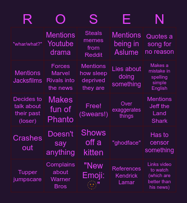 unga bunga Bingo Card